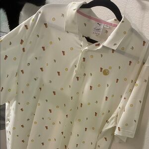 Puma Cream Polo with Iconic Pattern